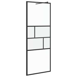 vidaXL Walk-in Shower Wall Black 80 x 195 x 0.5 cm Glass and Aluminium