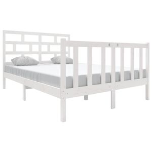 vidaXL Bed Frame without Mattress White Solid Wood 140x190 cm (810063+814195)