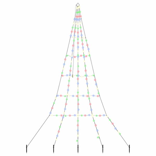 vidaXL LED Christmas Tree with Ground Spikes Multicolour 300 cm Metal