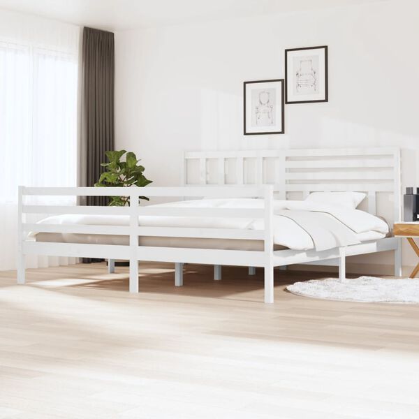 vidaXL Bed Frame without Mattress White 180x200 cm Super King Solid Wood