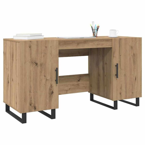 vidaXL Desk with Shelf Artisan oak 140 x 50 x 75 cm Engineered wood