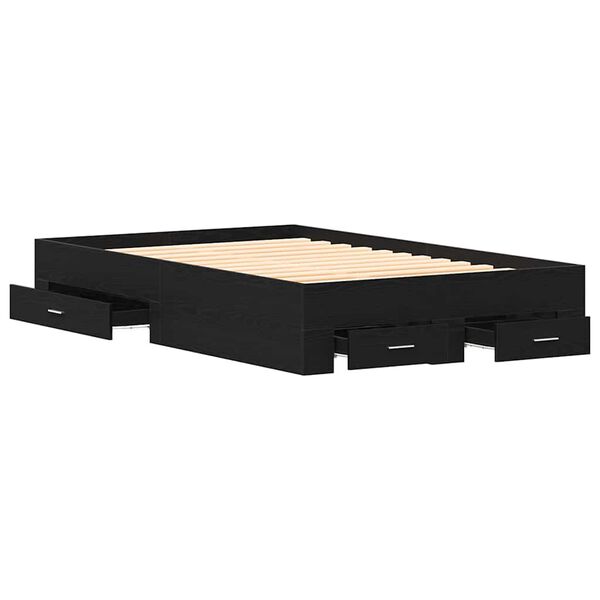 vidaXL Bed Frame with Drawer Black Oak 120 x 200 cm Engineered Wood