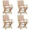 vidaXL Folding Garden Chairs 4 pcs Taupe Fabric and Solid Wood