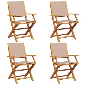 vidaXL Folding Chairs 4 pcs Taupe Fabric and Solid Wood