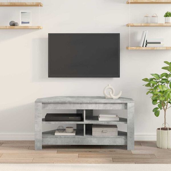 vidaXL Corner TV Cabinet Concrete Grey 102 x 40.5 x 45 cm
