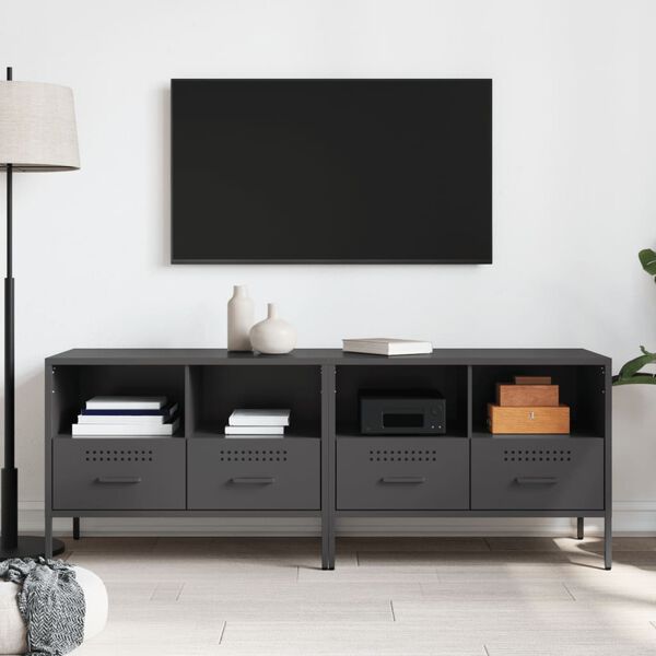 vidaXL TV Cabinets 2 pcs Black 68x39x50.5 cm Steel