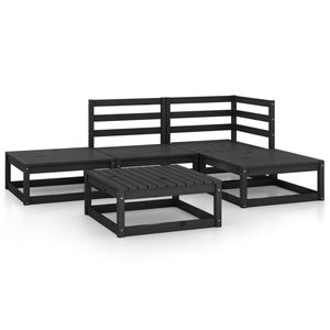 vidaXL 5 Piece Garden Lounge Set Black Solid Pinewood