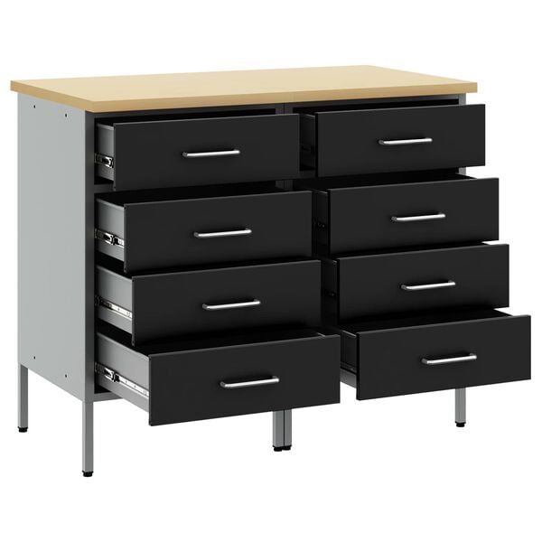 vidaXL Work Cabinet with Drawer 2 pcs Black and Grey 100 x 55 x 85 cm