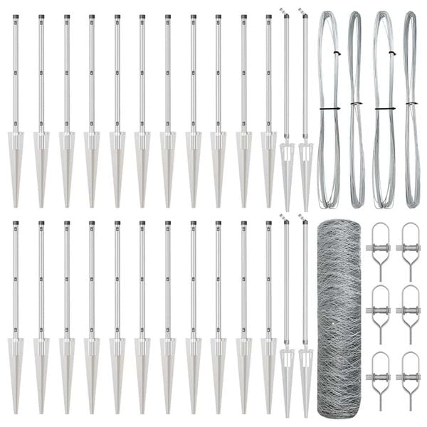 vidaXL Fence Post Silver 50 x 0.8 m (36 mm mesh) Steel