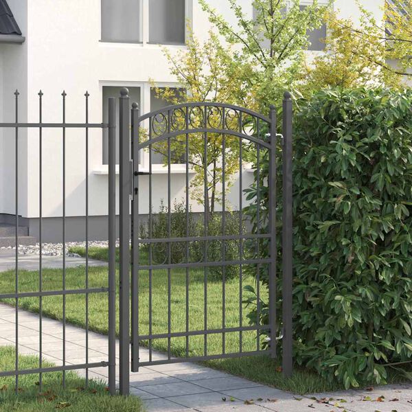 vidaXL Fence Gate with Lock Grey 200 x 100 cm Powder-coated steel
