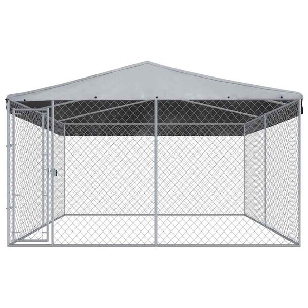 vidaXL Outdoor Dog Kennel with Roof 382x382x225 cm