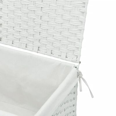 vidaXL Laundry Basket with Lid White 55.5x35x34 cm Poly Rattan