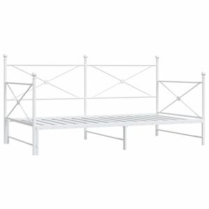 vidaXL Daybed with Trundle without Mattress White 100x190 cm Steel