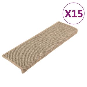 vidaXL Stair Mats 15 pcs 65x21x4 cm Dark Beige Rectangular Edge