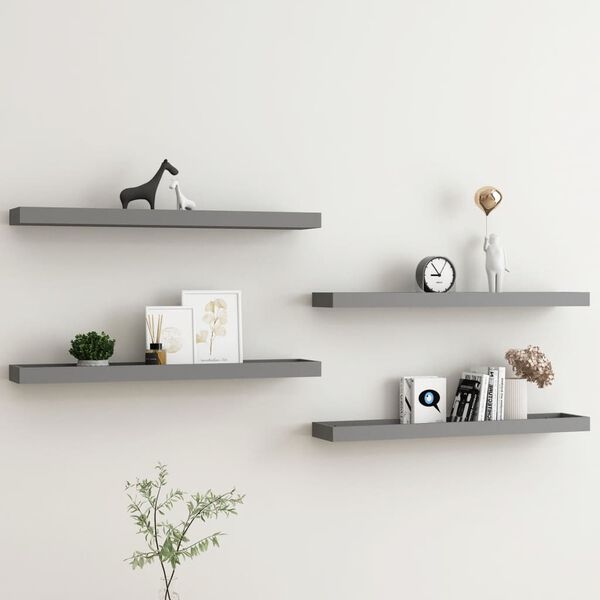 vidaXL Loggia Wall Shelves 4 pcs Grey 80x15x4 cm MDF