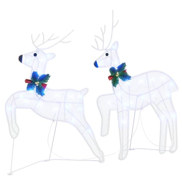 vidaXL LED Reindeers 6 pcs White Fabric