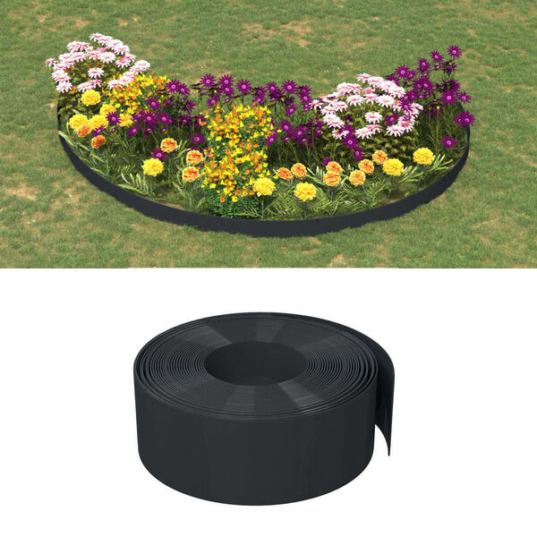 vidaXL Garden Edgings 2 pcs Black 10 m 20 cm Polyethylene