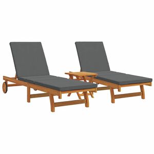 vidaXL Sun Lounger 3 pcs Solid Acacia Wood Brown