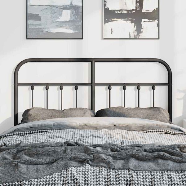 vidaXL Metal Headboard Black 150 cm