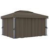 vidaXL Gazebo with Curtain&LED String Lights 4x3 m Taupe