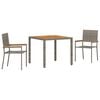 vidaXL Garden Dining Set 3 pcs Grey Poly Rattan