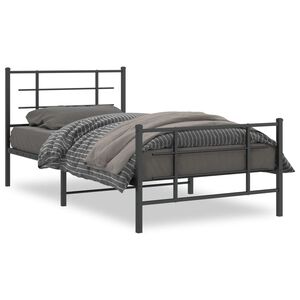 vidaXL Metal Bed Frame without Mattress with Footboard Black 107x203cm