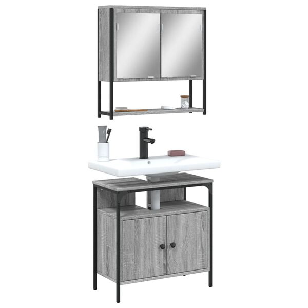 vidaXL 2 Piece Bathroom Furniture Set Grey Sonoma Engineered Wood