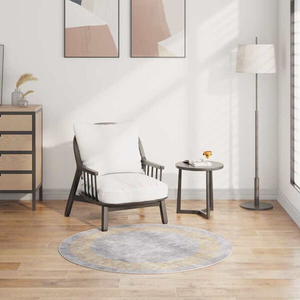 vidaXL Rug Washable φ120 cm Grey Anti Slip