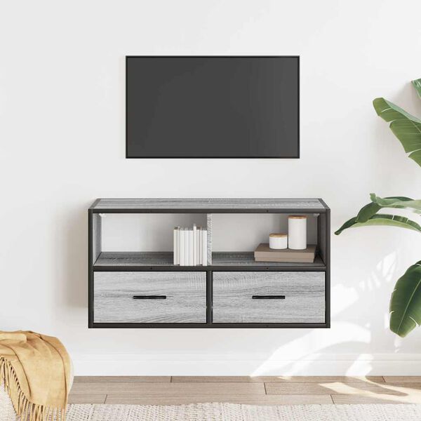 vidaXL TV Cabinet Grey Sonoma 80x31x39.5 cm Engineered Wood and Metal