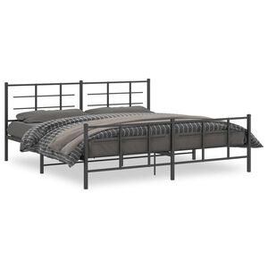 vidaXL Metal Bed Frame without Mattress with Footboard Black 193x203cm