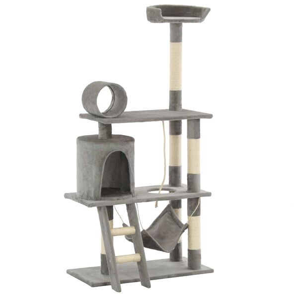 vidaXL Cat Tree with Sisal Scratching Posts 140 cm Grey