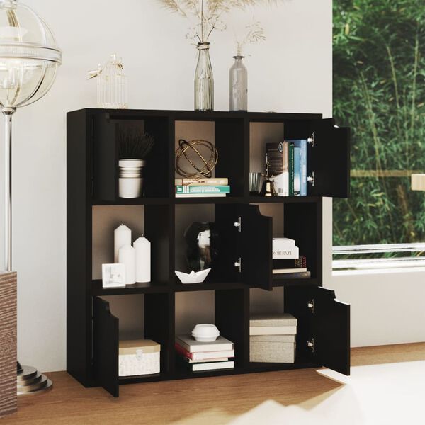 vidaXL Bookshelf Black 88.5x27.5x88 cm Engineered Wood