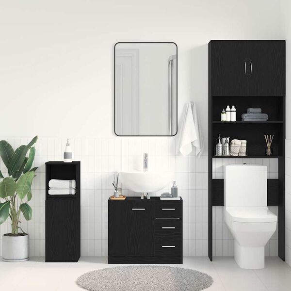 vidaXL Sink Cabinet Black Oak 63x30x54 cm Engineered Wood