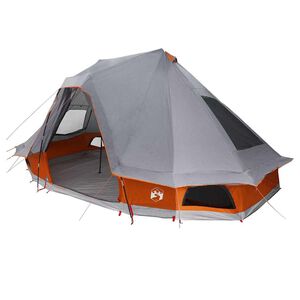 vidaXL Tipi Tent 6-Person Grey and Orange Taffeta