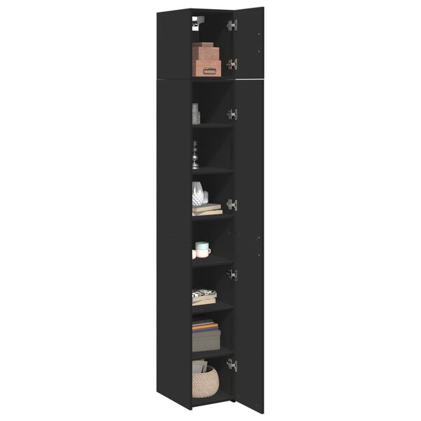 vidaXL Slim Storage Cabinet Black 30x42.5x225 cm Engineered Wood