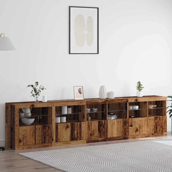 vidaXL LED Sideboard Old Wood 283 x 37 x 67 cm Engineered Wood