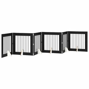 vidaXL Foldable Dog Gate with Stands 6 pcs Black Oak 482 cm