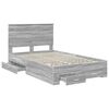 vidaXL Bed Frame with Drawer Grey Sonoma 135 x 190 cm Engineered Wood