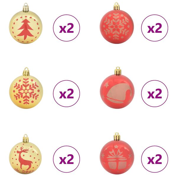 vidaXL Christmas Bauble Set 40 pcs Gold and Red Plastic
