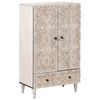 vidaXL High Board with Shelf White 60 x 33.5 x 100 cm Solid Mango Wood