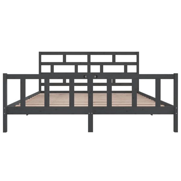 vidaXL Bed Frame without Mattress Grey Solid Wood 200x200 cm (810104+814216)