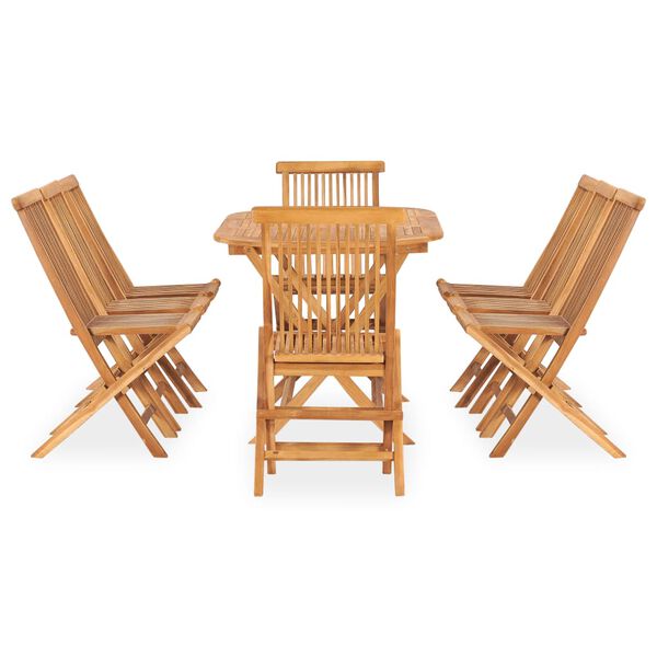vidaXL 9 Piece Folding Outdoor Dining Set Solid Teak Wood