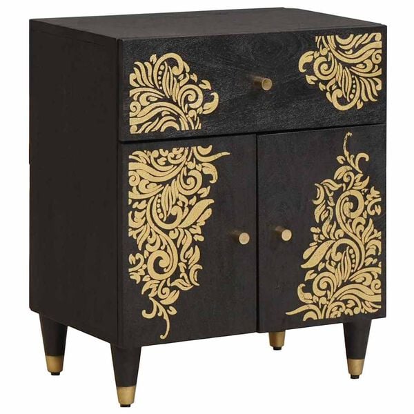 vidaXL Bedside Cabinet with Door with Drawer Black 50 x 33 x 60 cm