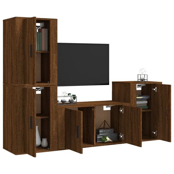 vidaXL 4 Piece TV Cabinet Set Brown Oak Engineered Wood