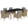 vidaXL 7 Piece Garden Dining Set with Cushions Beige Poly Rattan