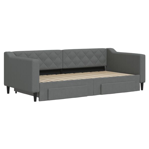 vidaXL Daybed with Trundle&Drawers without Mattress Dark Grey 90x190 cm Single