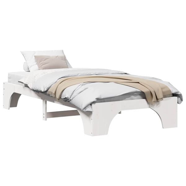 vidaXL Bed Frame White 100 x 200 cm Solid Pine Wood