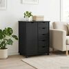 vidaXL Rolling Cabinet Black 63.5 x 39 x 79 cm Solid Pine Wood