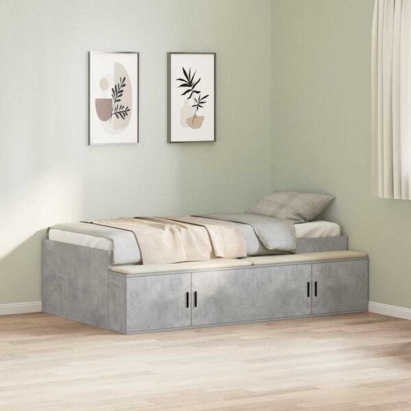 vidaXL Bed Frame with Drawer Concrete Grey 90 x 200 cm Engineered Wood