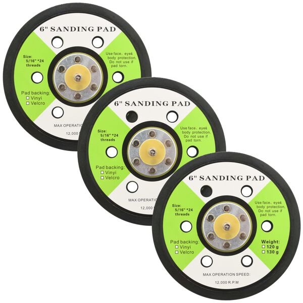 vidaXL Sanding Pads with 6 Holes 3 pcs 15 cm